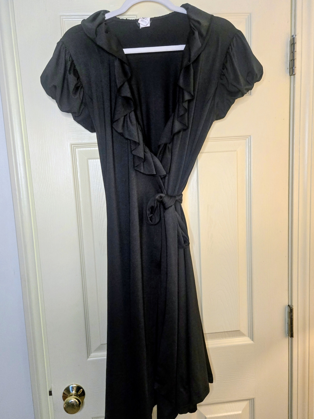 Black Ruffled Wrap Midi Dress